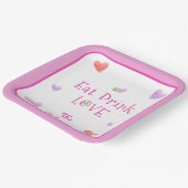 ESSEN TRINKEN LIEBE Valentins Lustige Wasserfarben Pappteller (Gewinkelt)