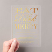 Essen, trinken & Merken feierliche Gold Foil Weihn Acryleinladungen (Insitu (Handheld))