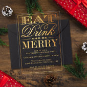 Essen, trinken & Merken feierliche Gold Foil Weihn Acryleinladungen