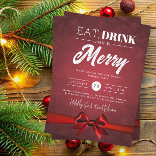Essen, trinken Red Winter Wonderland Holiday Bow Einladung