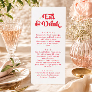 Essen & Trinken Retro Rot und Weiß Hochzeit Menükarte
