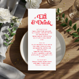 Essen & Trinken Retro Rote und weiße Hochzeit Menükarte