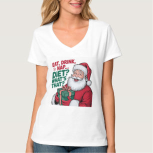 Essen Trinken Schlafen was Diät, lustiger Weihnach T-Shirt