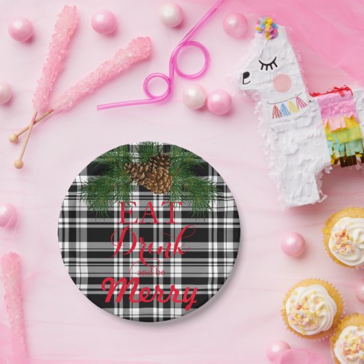 Essen, trinken, sei fröhlich. Festlicher Urlaub Pappteller (Party)