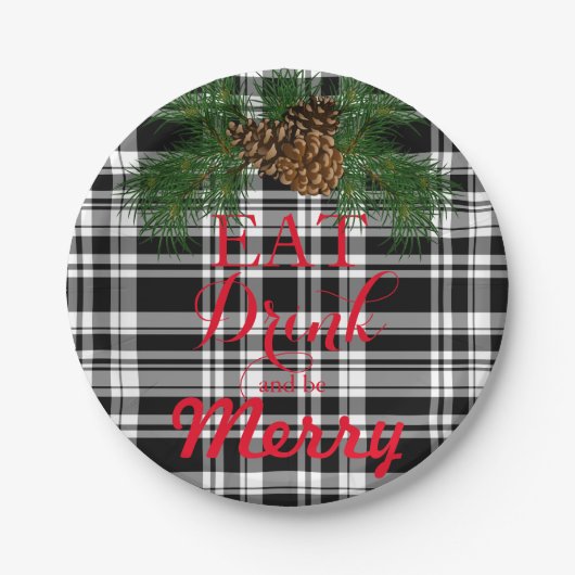 Essen, trinken, sei fröhlich. Festlicher Urlaub Pappteller (Vorderseite)