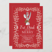 Essen, trinken & sich wohlfühlen Weihnachten Urlau Einladung (Vorne/Hinten)