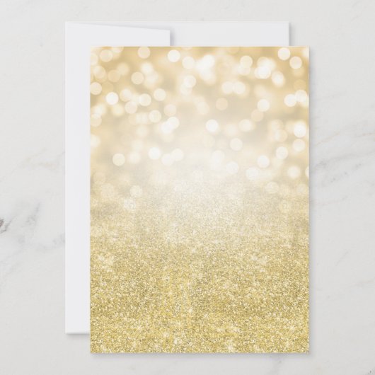 Essen, trinken Sie Merry Gold Bokeh Urlaub Weihnac Einladung (Rückseite)