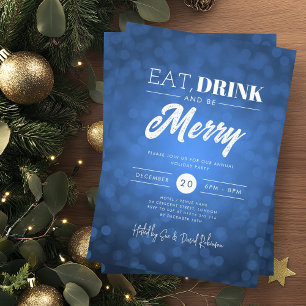 Essen, trinken Sie Merry Navy Bokeh Urlaub Weihnac Einladung