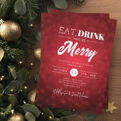 Essen, trinken Sie Merry Red Bokeh Urlaub Weihnach Einladung