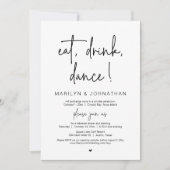 Essen, Trinken, Tanz, Hochzeitsessen Party Einladung (Vorderseite)