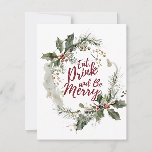 Essen, Trinken und ausgelassen Feiern Feiertagskarte (Vorderseite)