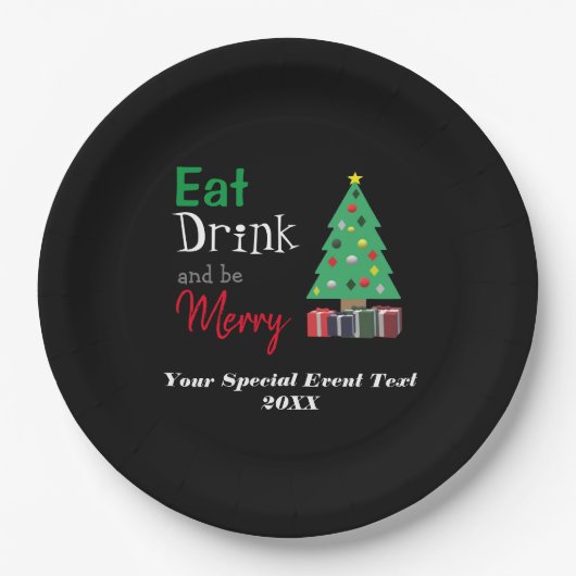 Essen, Trinken und ausgelassen Feiern Pappteller (Vorderseite)