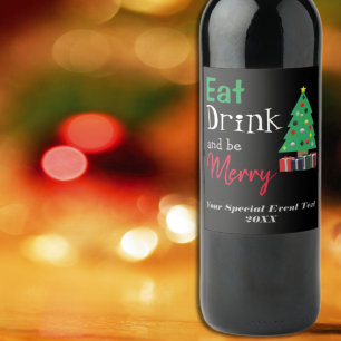 Essen, Trinken und ausgelassen Feiern Weinetikett