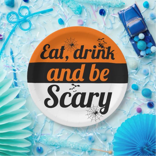 Essen, trinken und beängstigend orange Halloween s Pappteller (Party)