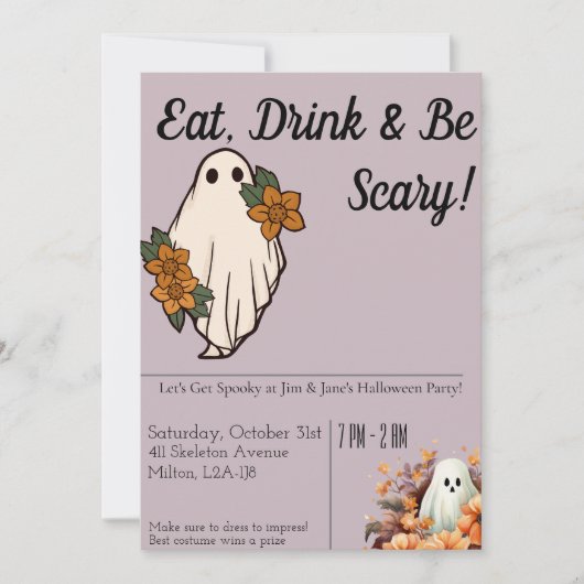 Essen, trinken und Beängstigend sein! Einladung (Vorderseite)