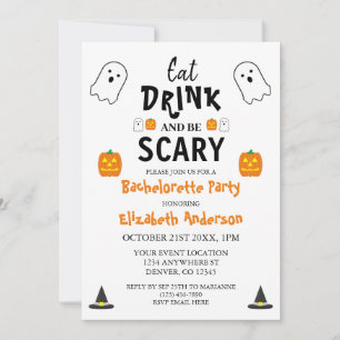 Essen, trinken und Beängstigend sein Halloween Bac Einladung