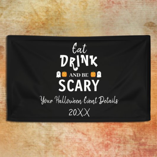 Essen, trinken und Beängstigend sein Halloween Banner