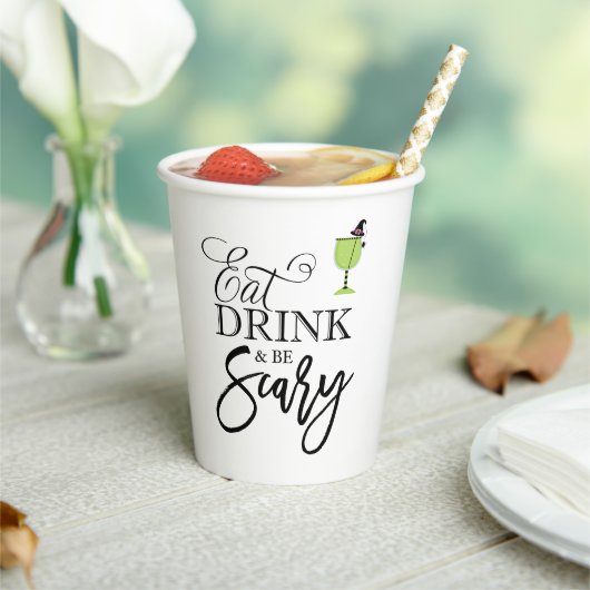 "Essen, trinken und Beängstigend sein" Halloween-P Pappbecher (In Situ)