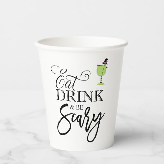 "Essen, trinken und Beängstigend sein" Halloween-P Pappbecher (Vorderseite)