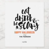 Essen, trinken und Beängstigend sein Weinetikett (Einzelnes Label)