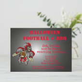 Essen, trinken und Beängstigend zu Halloween GRILL Einladung (Stehend Vorderseite)