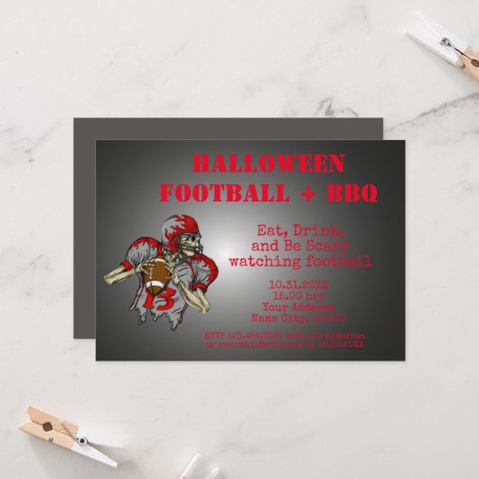 Essen, trinken und Beängstigend zu Halloween GRILL Einladung (Vorderseite/Rückseite Beispiel)