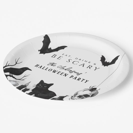 Essen, trinken und Beängstigendes Gotisches Hallow Pappteller (Schrägansicht)