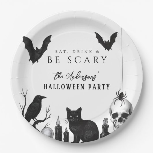 Essen, trinken und Beängstigendes Gotisches Hallow Pappteller (Vorderseite)