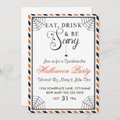 Essen, Trinken und Beängstigendes Halloween-Party  Einladung (Vorne/Hinten)