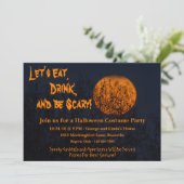 Essen, Trinken und Beängstigendes Halloween-Party Einladung (Stehend Vorderseite)