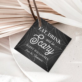 Essen, trinken und Beängstigendes Halloween-Party  Geschenkanhänger