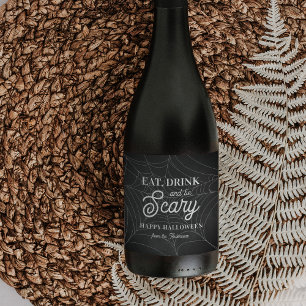 Essen, trinken und Beängstigendes Halloween-Party  Weinetikett