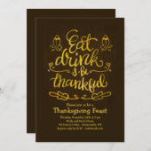 Essen, trinken und dankbar einladen einladung (Vorne/Hinten)