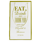 Essen, trinken und Danke Gold Kleine Geschenktüte (Vorderseite)