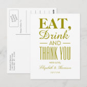 Essen, trinken und Danke Gold Postkarte (Vorne/Hinten)