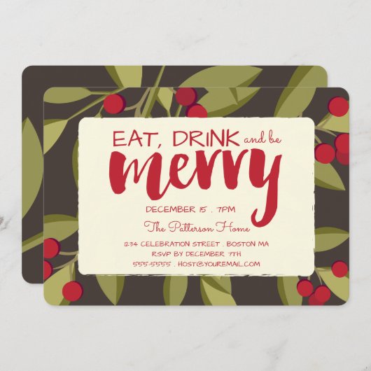 Essen, trinken und ein frohes Weihnachtsfest sein Einladung (Vorne/Hinten)