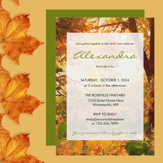 Essen, trinken und feiern Herbstlaub Einladung