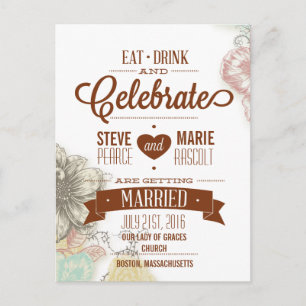 Essen, Trinken und Feiern Save the Date Karte