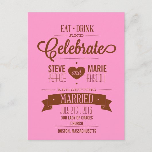 Essen, Trinken und Feiern Save the Date Karte (Vorderseite)