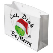 Essen, trinken und froh sein Weihnachts-Pickleball Große Geschenktüte (Rückseite Schrägansicht)