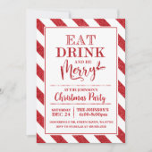 Essen, trinken und frohe Weihnachten Party Einladu Einladung (Vorderseite)