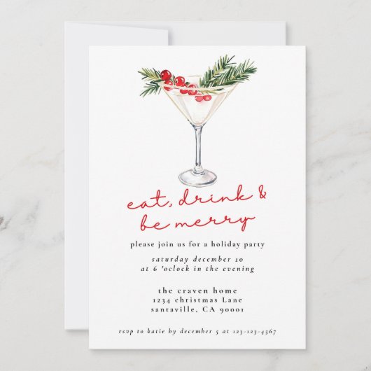 Essen, trinken und frohe Weihnachten Party Potluck (Vorderseite)