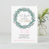 Essen, trinken und frohe Weihnachten Party Potluck Einladung (Stehend Vorderseite)