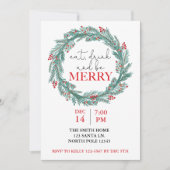 Essen, trinken und frohe Weihnachten Party Potluck Einladung (Vorderseite)