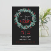 Essen, trinken und frohe Weihnachten Party Potluck Einladung (Stehend Vorderseite)