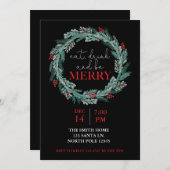 Essen, trinken und frohe Weihnachten Party Potluck Einladung (Vorne/Hinten)