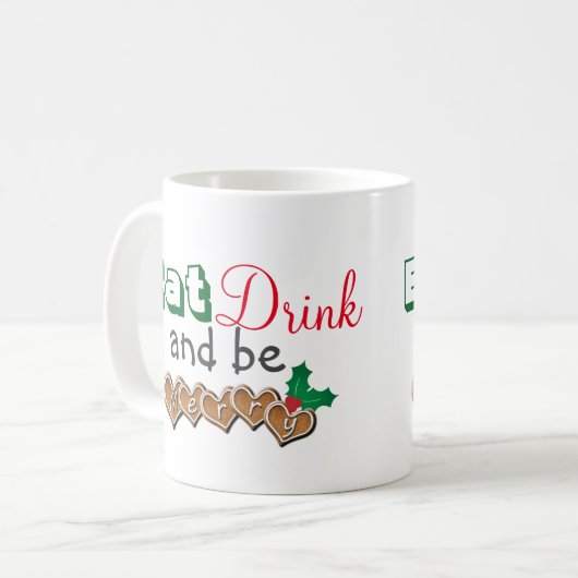 Essen, trinken und frohe Weihnachten sein Kaffeetasse (Vorderseite Links)