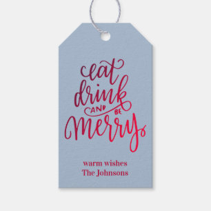 Essen Trinken und fröhlich sein Rot Ombre Schrift Geschenkanhänger