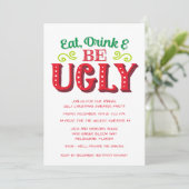 Essen, trinken und geil Weihnachts-Sweater-Party Einladung (Stehend Vorderseite)