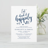 Essen, trinken und glücklich immer nach, Hochzeits Einladung (Stehend Vorderseite)